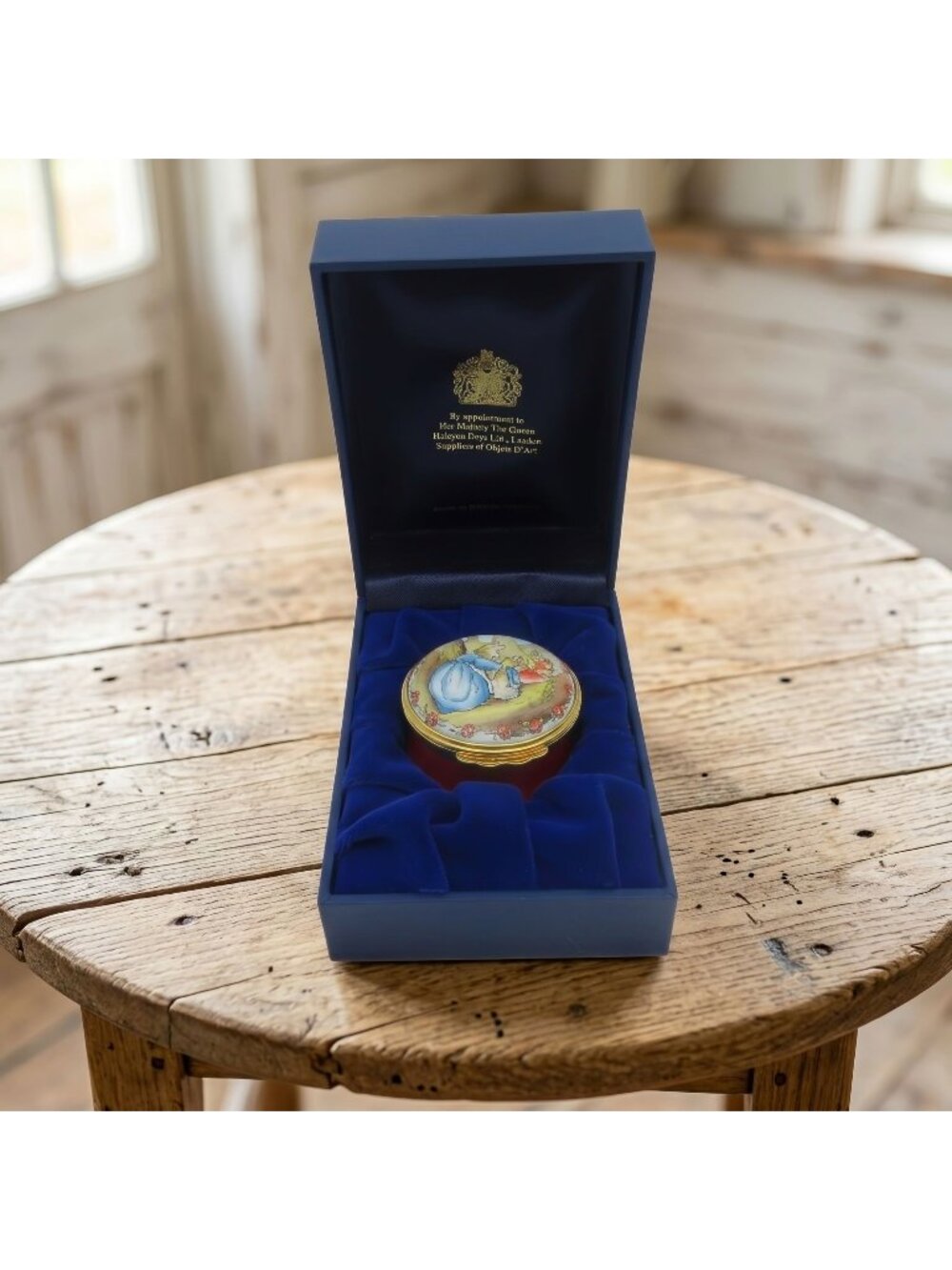 Vintage Halcyon Days Enamel Beatrix Potter Peter Rabbit Lidded Trinket Box 1996